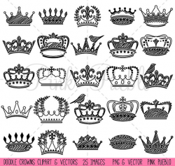Doodle Crown Clipart Clip Art and Vectors, Vintage Crown ...
