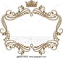 Vector Art - Retro frame with royal crown and flowers ...
