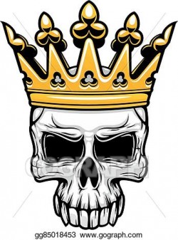 Vector Art - King skull in royal gold crown. Clipart Drawing ...