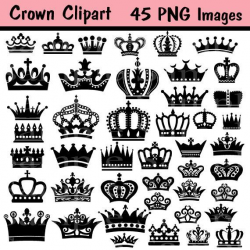 45 Images Crown Clipart Clip Art, INSTANT DOWNLOAD, Crown ...
