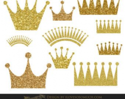 Crown Clip Art, gold crowns clipart, sparkly digital crown ...