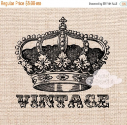 8O% Off Back to School Vintage Shabby Chic Crown Clipart Clip Art Transfer  on Fabric Iron on Tshirts, Tote Bags Digital Collage Sheet Instan
