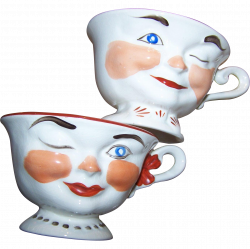 Vintage Set Pair of Lipton Promo Winking Tea Cups STERLING ...
