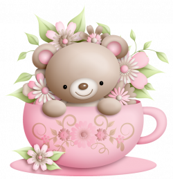 Cup and Teddy with Flowers Decoration PNG Clipart | Gallery ...