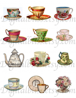Digital Download, Digital Teacup Images, Vintage Tea Cups, Tea Cup Clip  Art, Digital Download Images, Victorian Tea Cups, High Noon Tea