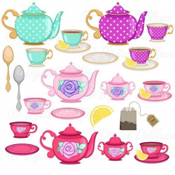 Tea Cup Clip Art, Tea Party Bridal Shower Clipart, High Tea ...