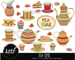 COD723-Tea cups clipart/cups cliparts/Good morning clipart/Commercial  use/Clipart Set/Vector Clipart/INSTANT DOWNLOAD