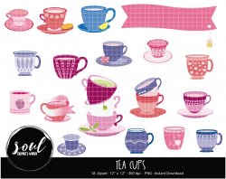 COD448-Tea cups clipart/cups cliparts/Good morning clipart/Commercial  use/Clipart Set/Vector Clipart/INSTANT DOWNLOAD
