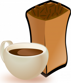 Clipart - Cup of Coffee with Sack of Coffee Beans