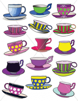 Colorful Teacups, Tea Party Graphics, Clipart Cups, Cup and ...