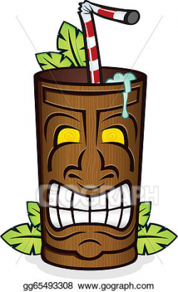 Vector Art - Tiki god wooden cup cartoon. EPS clipart ...