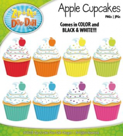 Rainbow Vanilla Apple Cupcakes Clipart — Includes 9 Graphics ...