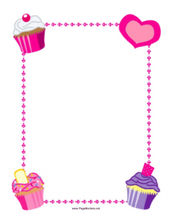 This printable border features colorful cupcakes in the ...