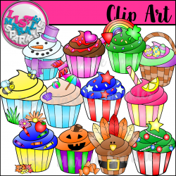 Seasons and Holidays Cupcake of the Month Clipart | Lisa ...
