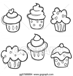 Drawing - Hand drawn cupcake set. Clipart Drawing gg57566894 ...