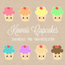 High Resolution Kawaii Face Cupcake Clipart by ...