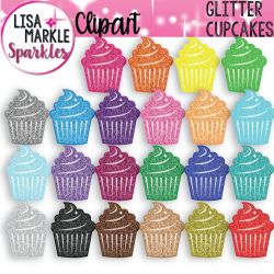 Cupcake Clipart, Glitter Cupcake Clipart, Rainbow Cupcake Clipart, Rainbow  Clipart, Glitter Clipart, Commercial Use