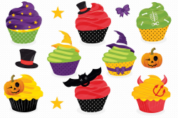 Halloween cupcake clipart, Haloween cupcake graphics