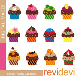 Clip art Holiday Cupcakes (January to December) clipart