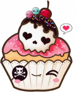 kawaiicupckake kawaii cupcake skull drawing sticker fre...