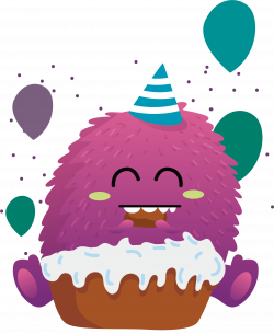 Fruitcake Birthday cake Bxe1nh Clip art - Happy to eat cake monster ...