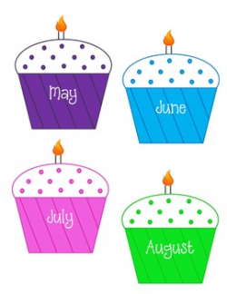 Classroom Birthday Chart Monthly Cupcakes