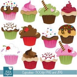 Cute Cupcakes Clipart / Cupcake Clip Art - Scrapbook, card ...