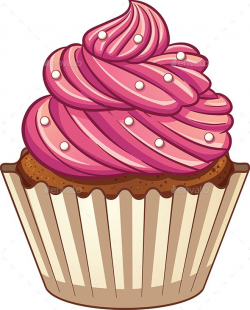 Cartoon cupcake. Vector clip art illustration with simple ...