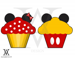 Mickey and Minnie cupcake, vector, clipart. INSTANT DOWNLOAD,  svg-png-eps-dxf-ai-jpg