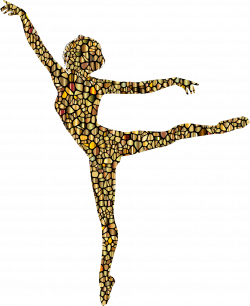 Clipart - Polychromatic Tiled Lithe Dancing Woman Silhouette 3