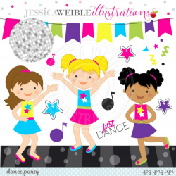 Dance Party Cute Digital Clipart - Commercial Use OK - Dancing Girls  Clipart, Dance Clipart, Disco Graphics, Music