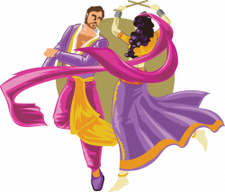 Folk dance Garba Dandiya Raas - Cartoon characters dance between men ...