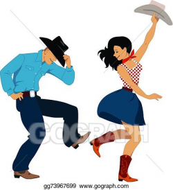 Clip Art Vector - Country western dancers. Stock EPS ...