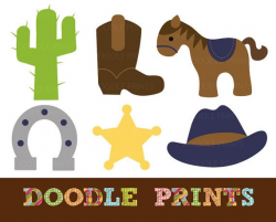 Cowboy Clipart, Digital Clip Art Printable, Cowboy Western ...