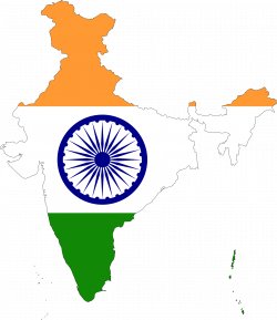 Clipart - India Map Flag With Stroke