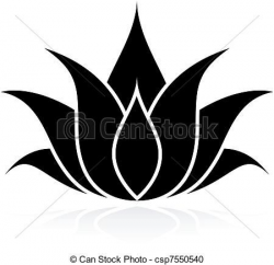 black white lotus flowers free clip art | Lotus Set - stock ...
