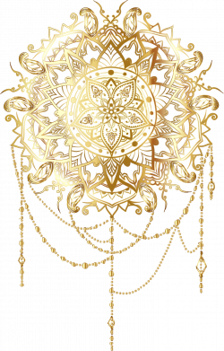 Clipart - Gold Intricate Floral Mandala No Background