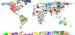 Clipart - Low Poly Shattered World Map No Background
