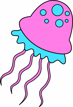 Pink and Blue Jellyfish Clipart - Free Clip Art