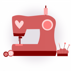 inkscape, clip art, rosa, corazón, diseño, máquina coser, costura ...