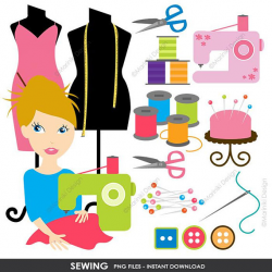 Sewing Clipart, Sewing machine Clipart, Crafter Fashion ...