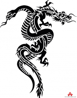 Snake and dragon tribal tattoo clipart design free - Clipartix