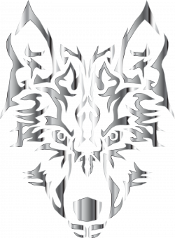 Clipart - Chrome Symmetric Tribal Wolf No Background