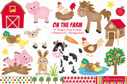 Farm clipart, Farm animals graphics & illustrations -C11