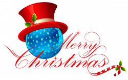 Image - Transparent Merry Christmas with Blue Ornament Clipart.png ...