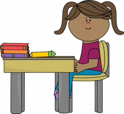 School Girl Sitting at a Desk | Clip Art-School | School ...