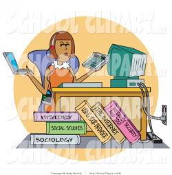 Clip Art of a Multitasking Female College Student Working on ...