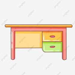 Red Desk Green Drawer Learning Desk Cartoon Illustration ...