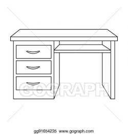Stock Illustrations - Office desk icon in outline style ...