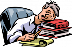 Tired Worker Falls Asleep on Workload - Vector Image